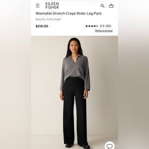 Eileen Fisher Crepe Black Wide-Leg Pants